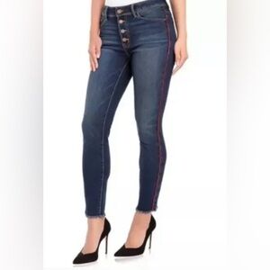 Jordache High Rise Ankle Skinny with Red Piping